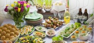 Läcker mat och blommor